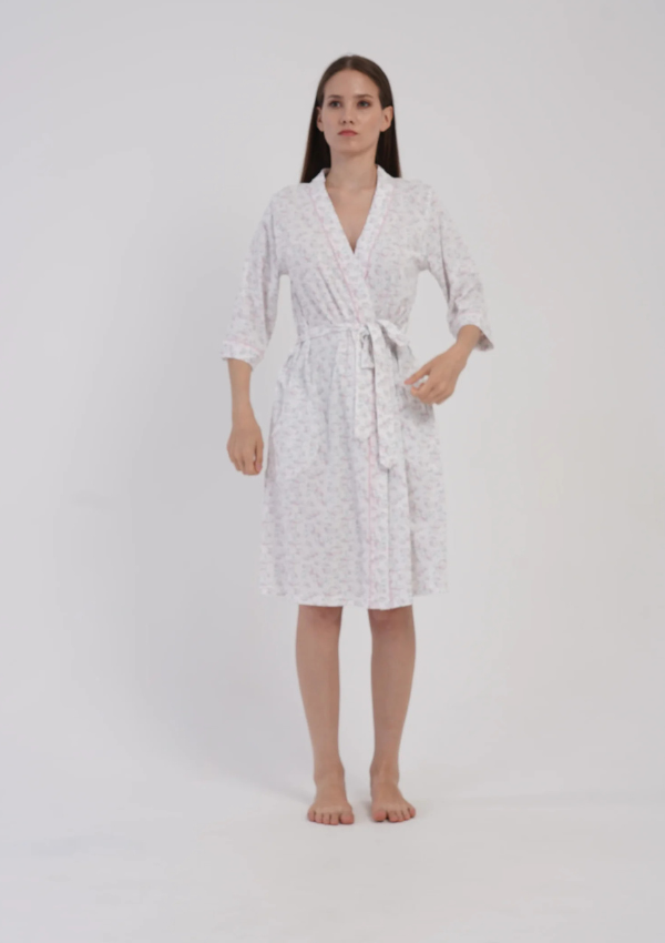 Szlafrok damski Vienetta Pastel Bloom, Biały, r. M-XXL