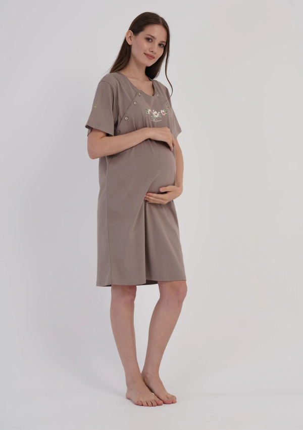 Koszula do Karmienia Vienetta Bloom Maternity, Brązowy, r. M-XXL