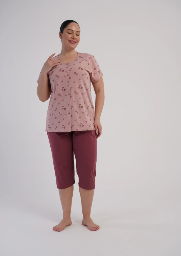 Piżama Damska Vienetta Floral Harmony, Różowy, r. 1XL-4XL