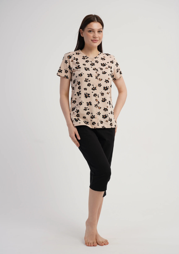 Piżama Damska Vienetta Elegant Bloom, Beżowy, r. M-XXL