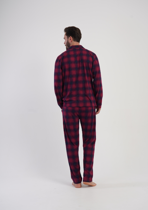 Piżama Męska Vienetta Red Classic, Czerwony, r. S-XXL