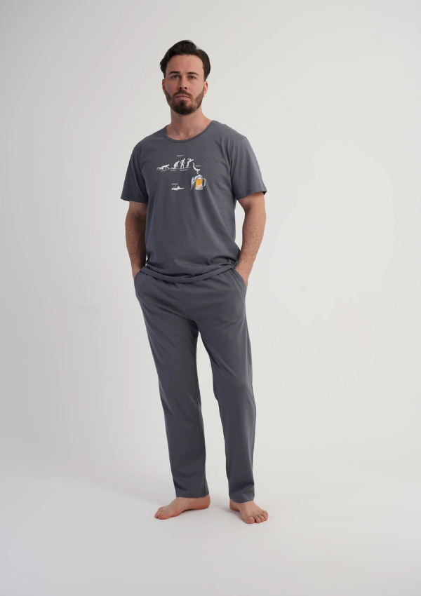 Piżama Męska Vienetta Graphite Relax, Szary, r. 5XL-7XL