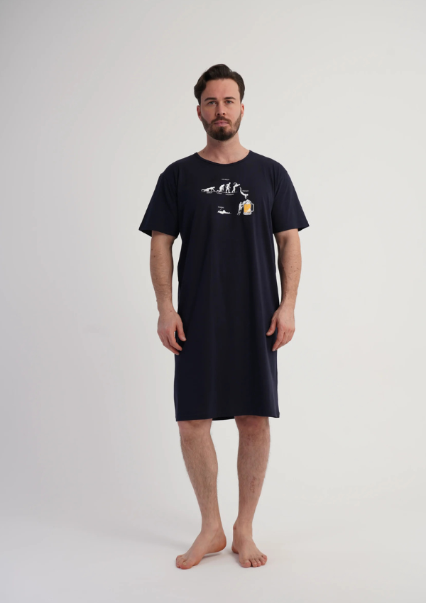 Koszula męska Vienetta Holiday Escape, Granatowy, r. L-XXXL