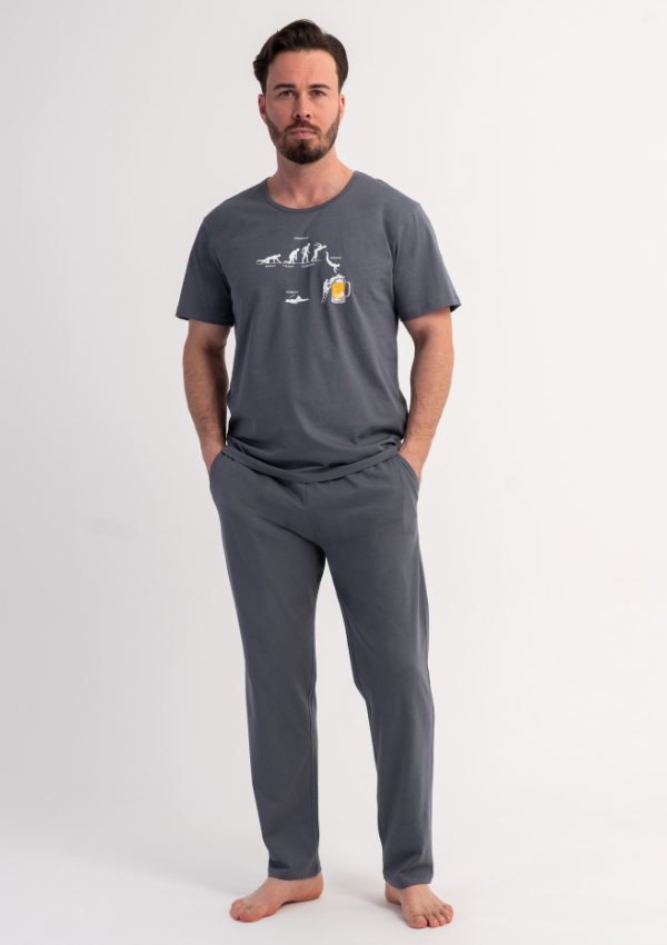 Piżama Męska Vienetta Gray Comfort, Szary, r. M-XXL