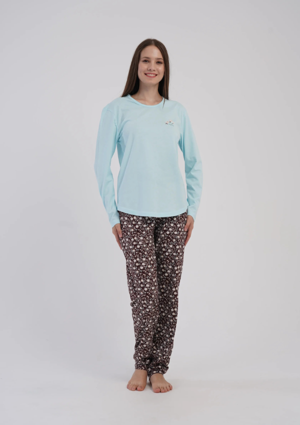 Piżama Damska Vienetta Blue Brown, Beżowy, r. M-XXL
