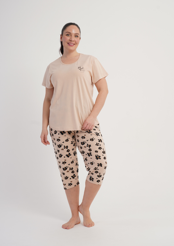 Piżama Damska Vienetta Floral Breeze, Beżowy, r. 1XL-4XL