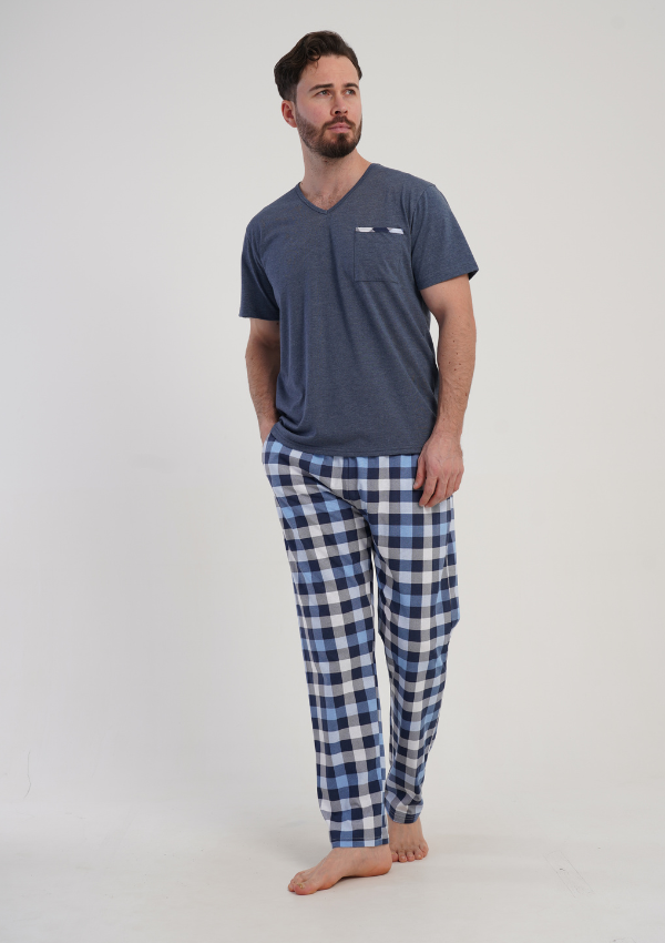 Piżama Męska Vienetta Blue Comfort, Szary, r. 1XL-4XL