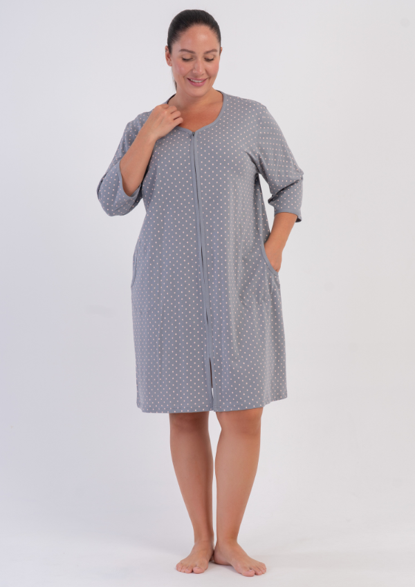 Szlafrok damski Vienetta Silver Dot, Szary, r. 1XL-4XL
