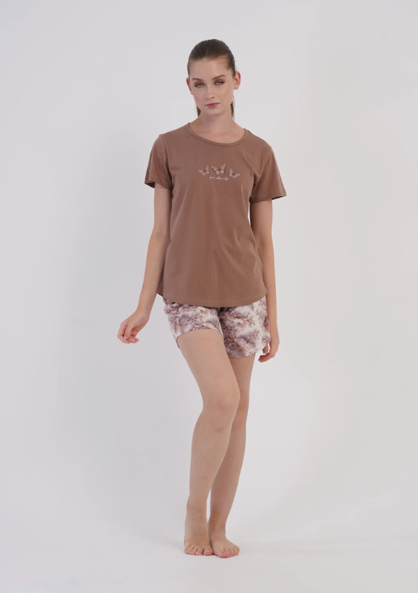Piżama Damska Vienetta Cocoa Garden, Brązowy, S-XL