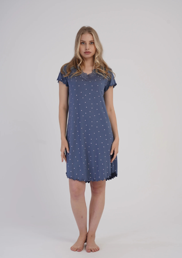 Koszula Nocna Vienetta Dot Elegance, Niebieski, r. M-XXL