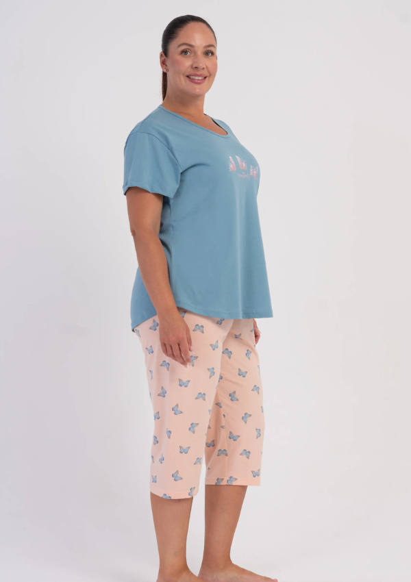 Piżama Damska Vienetta Butterfly Blush, Niebieski,, r. 1XL-4XL