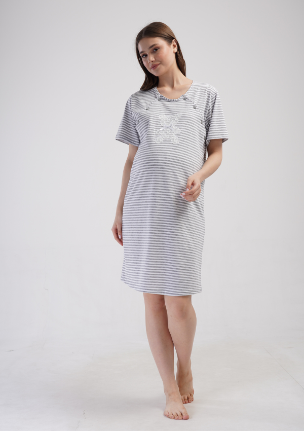 Koszula do Karmienia Vienetta Soft Stripes, Szary, r. S-XXL