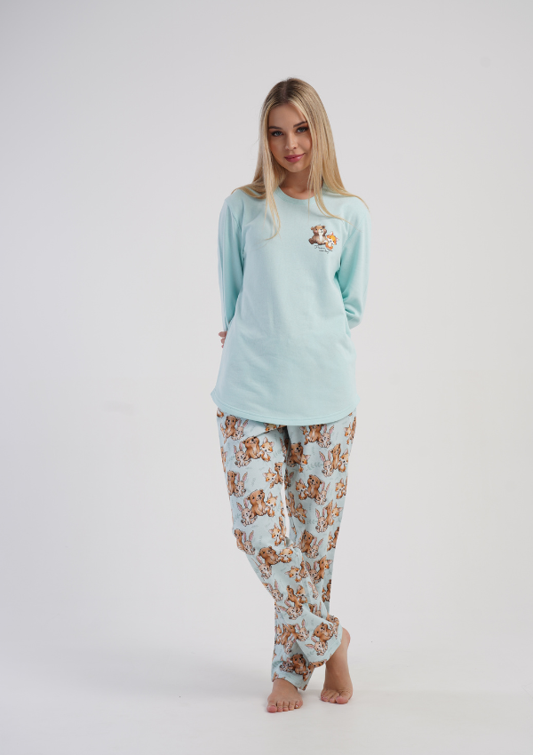 Piżama Damska Vienetta Cozy Pup, Niebieski, r. S-XL