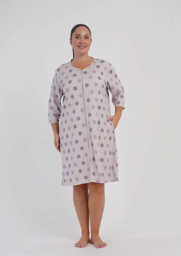 Szlafrok damski Vienetta Lilac Polka, Szary, r. 1XL-4XL