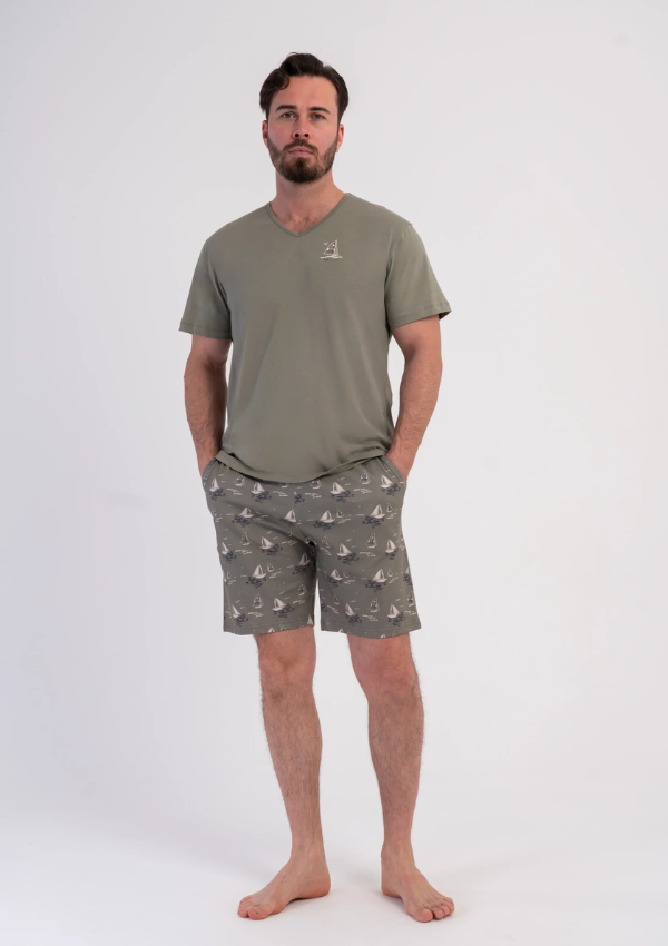 Piżama Męska Vienetta Sailor Breeze, Khaki, r. 1XL-4XL