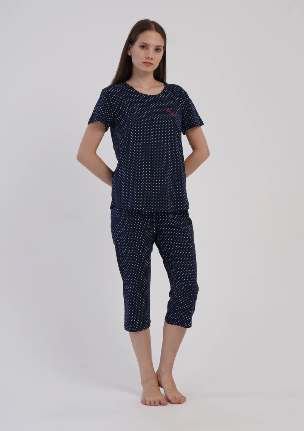 Piżama Damska Vienetta Dotty Dreams, Granatowy, r. M-XXL