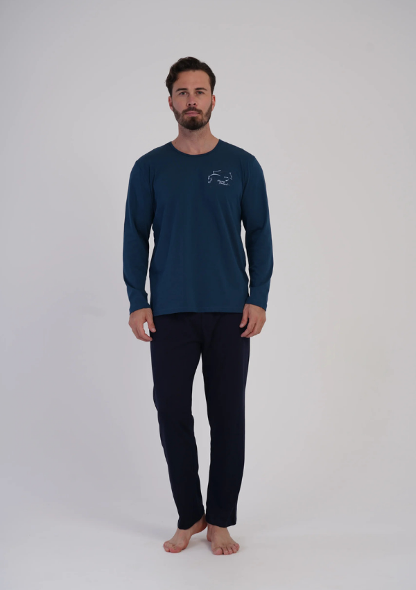 Piżama Męska Vienetta Deep Teal, Granatowy, r. 5XL-7XL