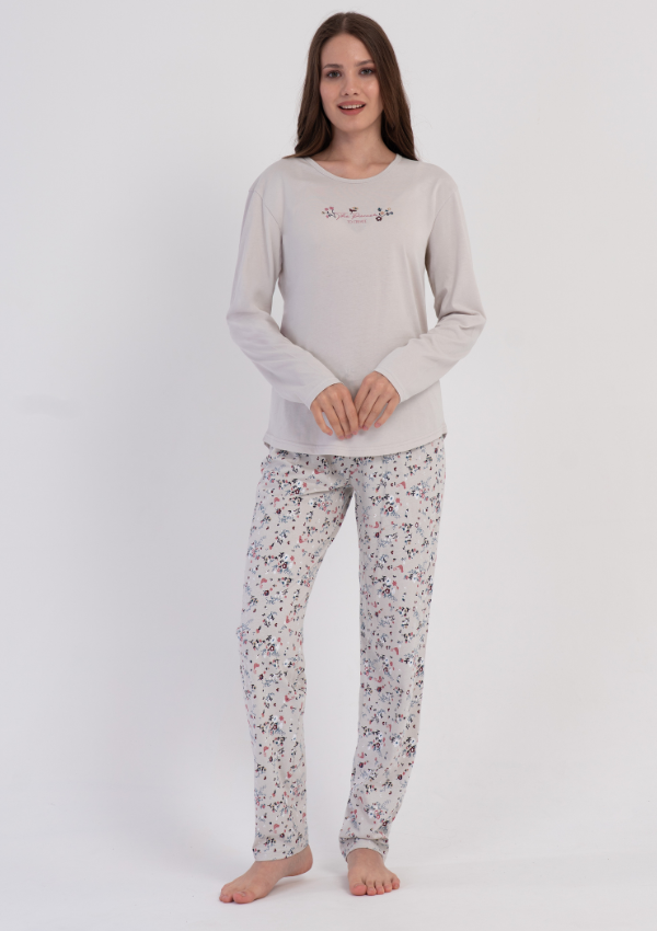 Piżama Damska Vienetta Beige Pattern, Beżowy, r. M-XXL