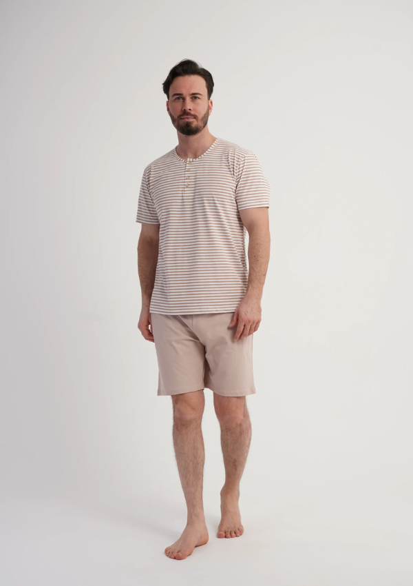 Piżama Męska Vienetta Stripe Relax, Beżowy, r. L-XXL