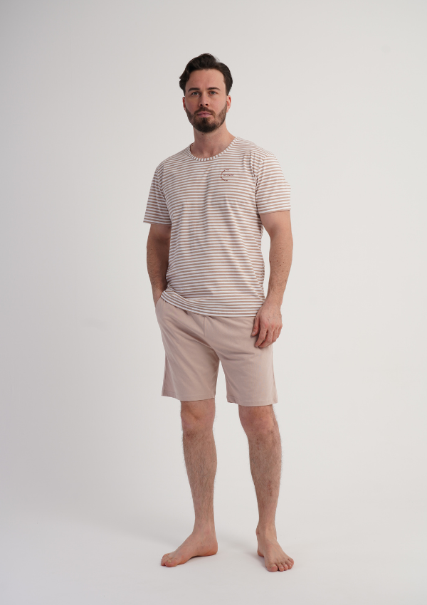 Piżama Męska Vienetta Beige Breeze, Beżowy, r. M-XL