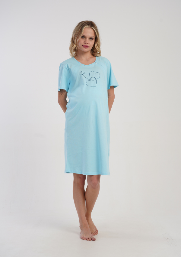 Koszula do Karmienia Vienetta Turquoise Hearts, Niebieski, r. S-XL