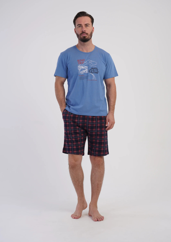 Piżama Męska Vienetta Trip Summer, Niebieski, r. S-XL