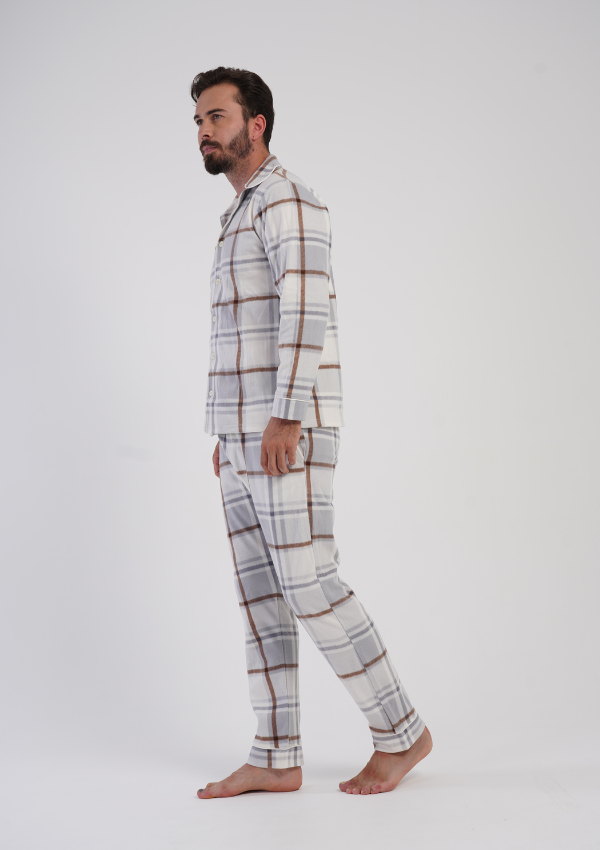 Piżama Męska Vienetta Warm Checks, Beżowy, r. M-XXL