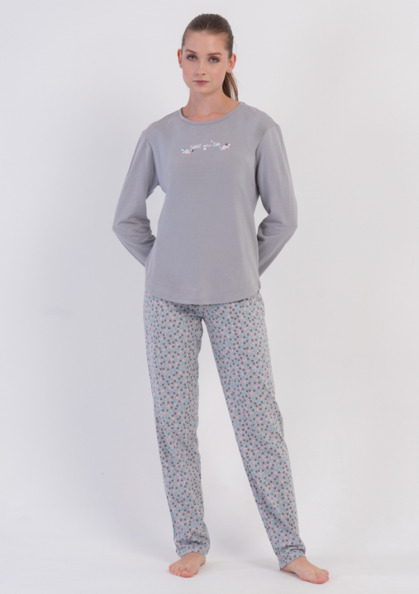 Piżama Damska Vienetta, Silver Pattern, Szary r. S-XL