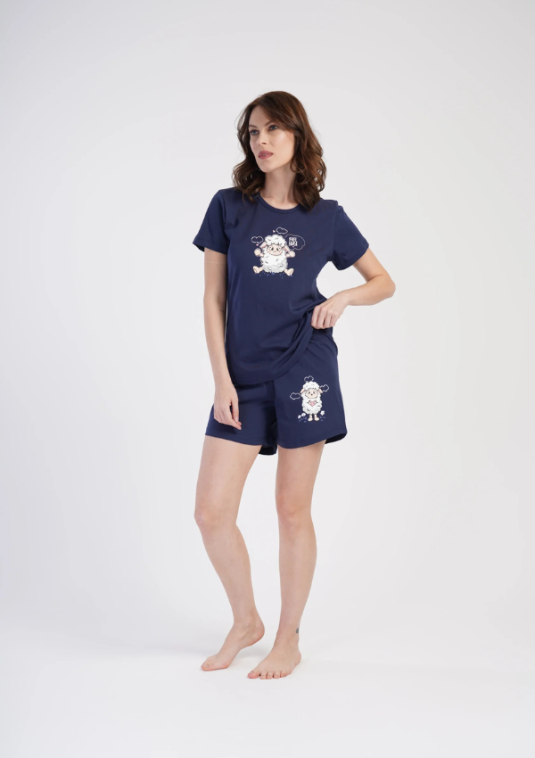 Piżama Damska Vienetta Hug Sheep, Granatowy, S -XL