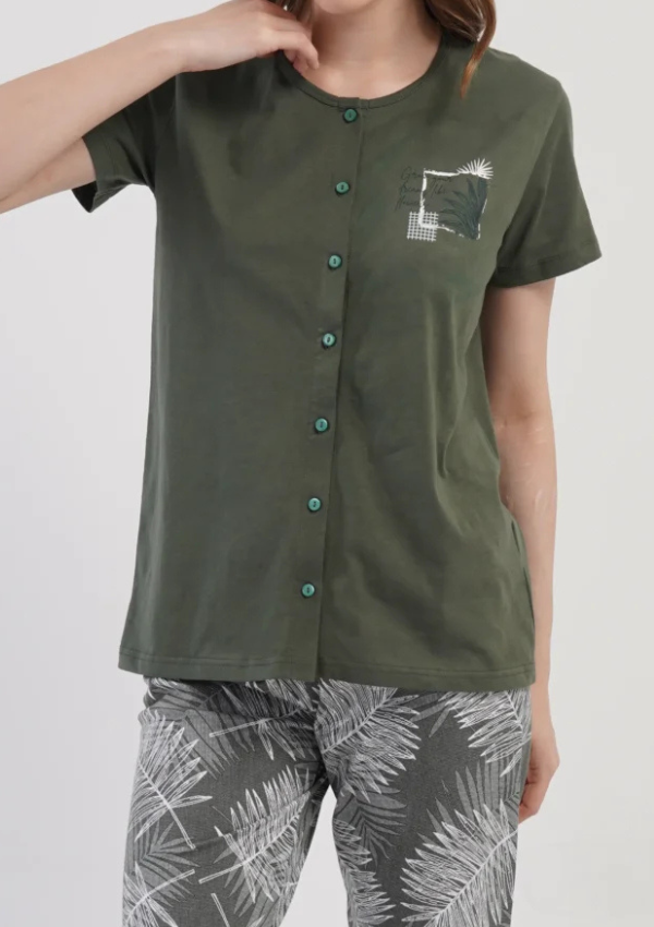 Piżama Damska Vienetta Olive Leaves, Zielony, r. L-XXL