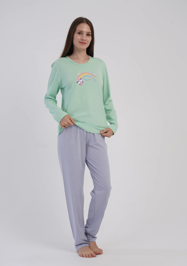 Piżama Damska Vienetta Mint Rainbow, Zielony, r. S-XL