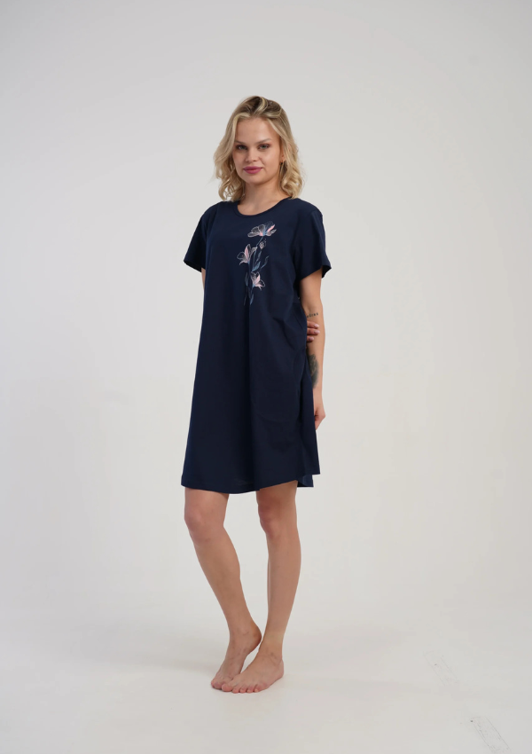 Koszula Nocna Vienetta Navy Flower, Granatowy, r. M-XXL