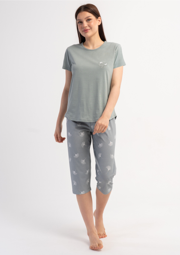 Piżama Damska Vienetta Sage Garden, Szary, r. L-XXL