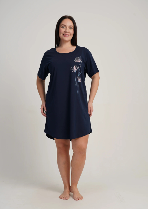 Koszula Nocna Damska Vienetta Navy Grace, Granatowy, r. 5XL - 7XL