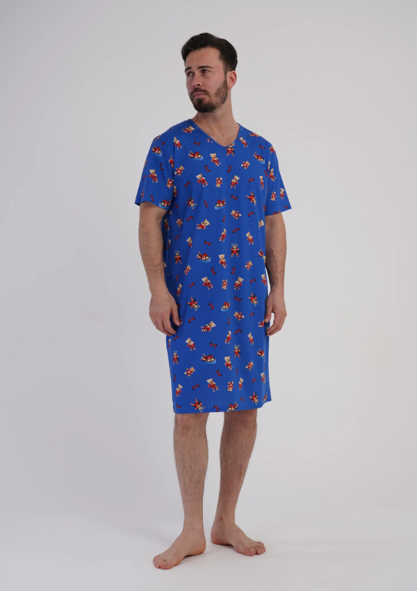 Koszula męska Vienetta Bear Lounge, Niebieski, r. L-XXL