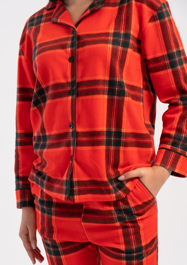 Piżama Damska Vienetta Warm RedPlaid, Czerwony, r. M-XXL
