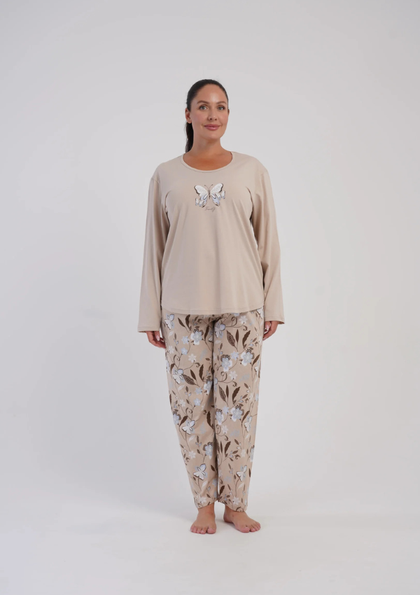 Piżama Damska Vienetta Sand Butterfly, Beżowy, r. 1XL-4XL