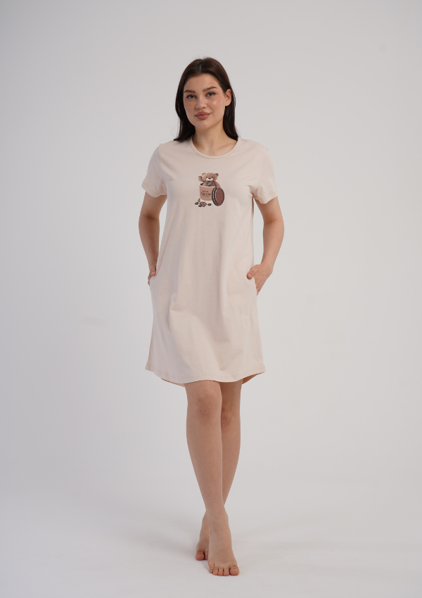 Koszula Nocna Vienetta Ecru Bear, Ecru, r. M-XXL