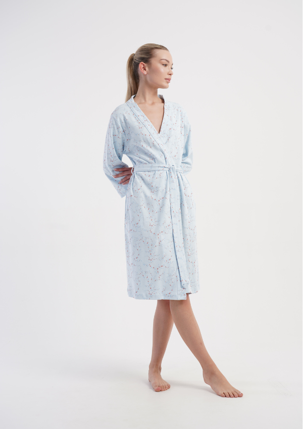 Szlafrok damski Vienetta Soft Breeze, Niebieski, r. S - XXL