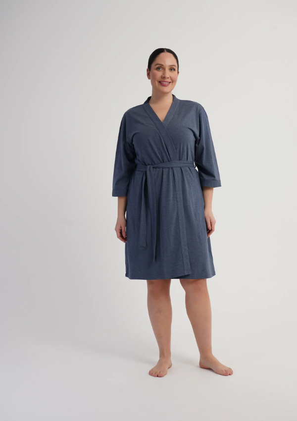 Szlafrok damski Vienetta Denim Home, Niebieski, r. 1XL - 4XL