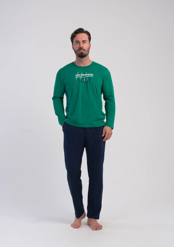 Piżama Męska Vienetta Green Midnight, Zielony, r. M-XXL