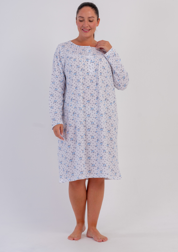 Koszula Nocna Vienetta Blue Blossom, Niebieski, r. 1XL - 4XL