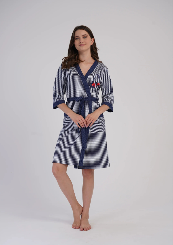 Szlafrok damski Vienetta Stripe Comfort, Granatowy, r. L-XXL