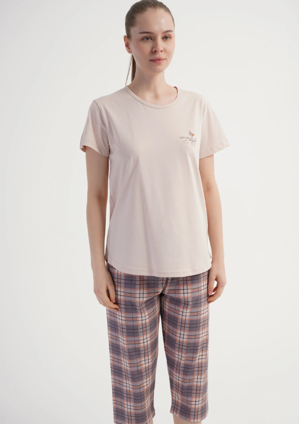 Piżama Damska Vienetta Soft Check, Różowy, r. L-XXL