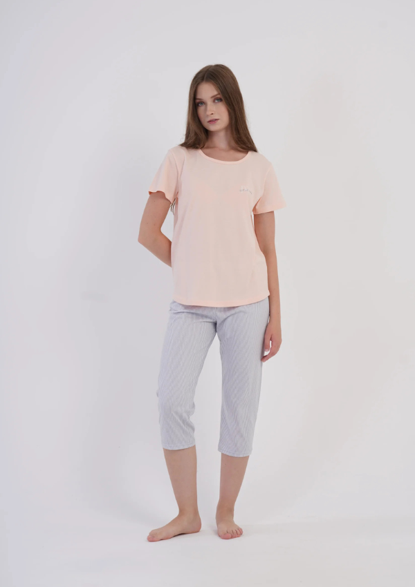 Piżama Damska Vienetta Peach Silver, Brzoskwiniowy, r. M-XXL