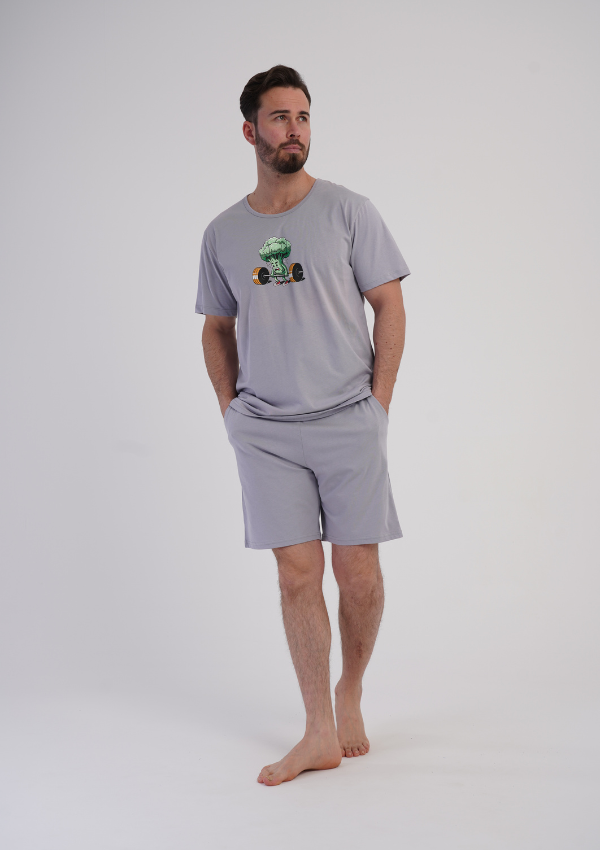 Piżama Męska Vienetta Broccoli Power, Szary, r. S-XL
