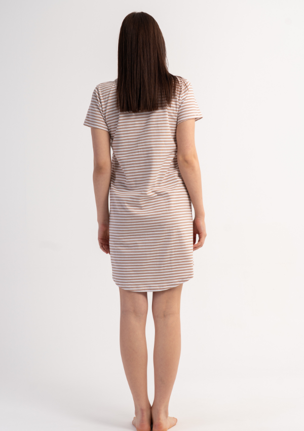Koszula Nocna Vienetta Beige Lines, Beżowy, r. M-XXL