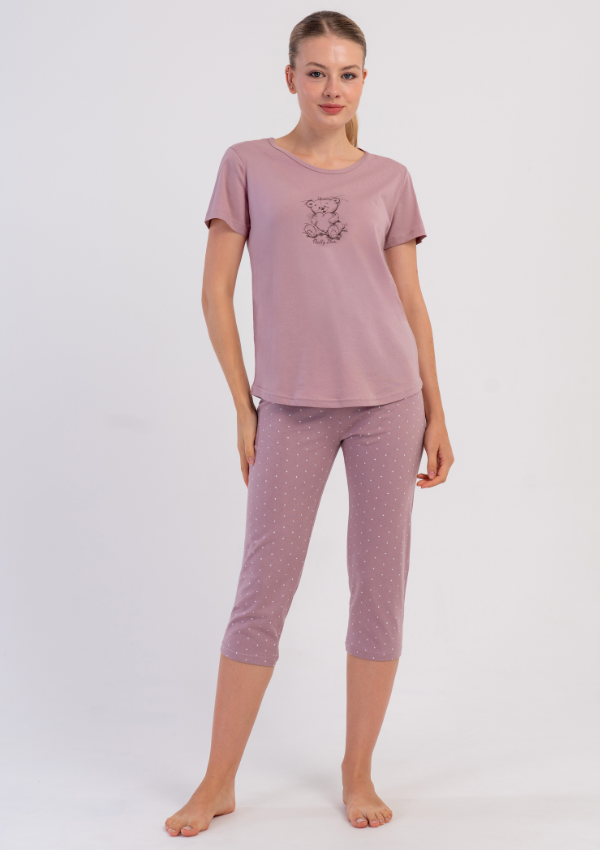 Piżama Damska Vienetta Heather Teddy, Różowy, r. M-XXL