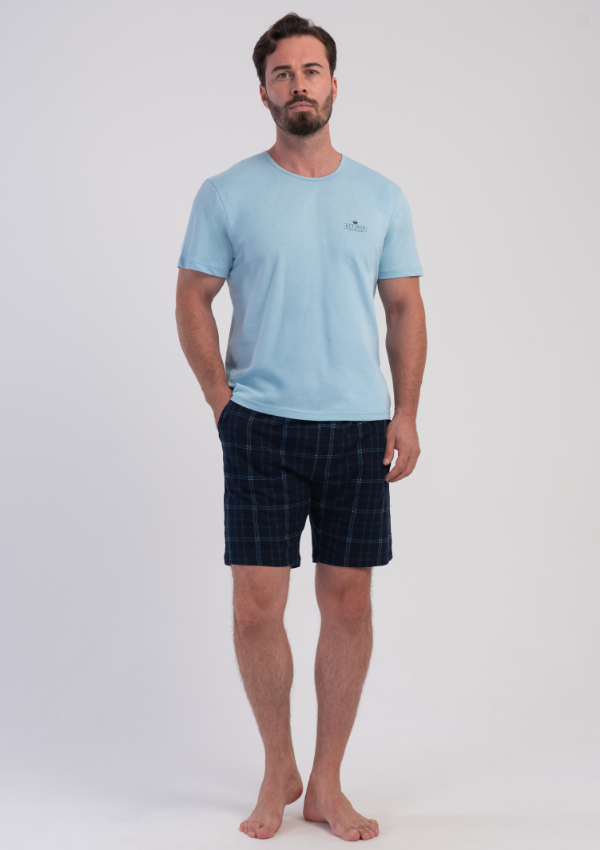 Piżama Męska Vienetta Sky Navy, Niebieski, r. M-XL