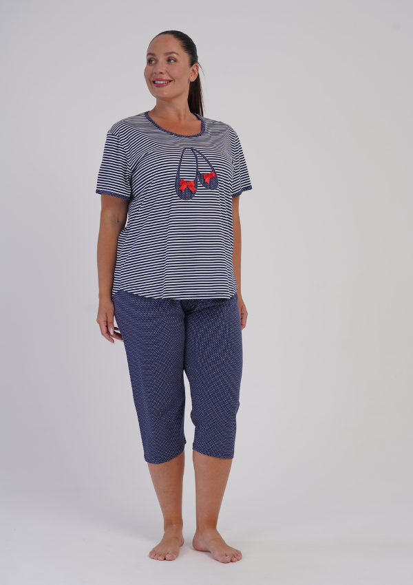 Piżama Damska Vienetta Ballet Dots, Granatowy, r. 1XL-4XL